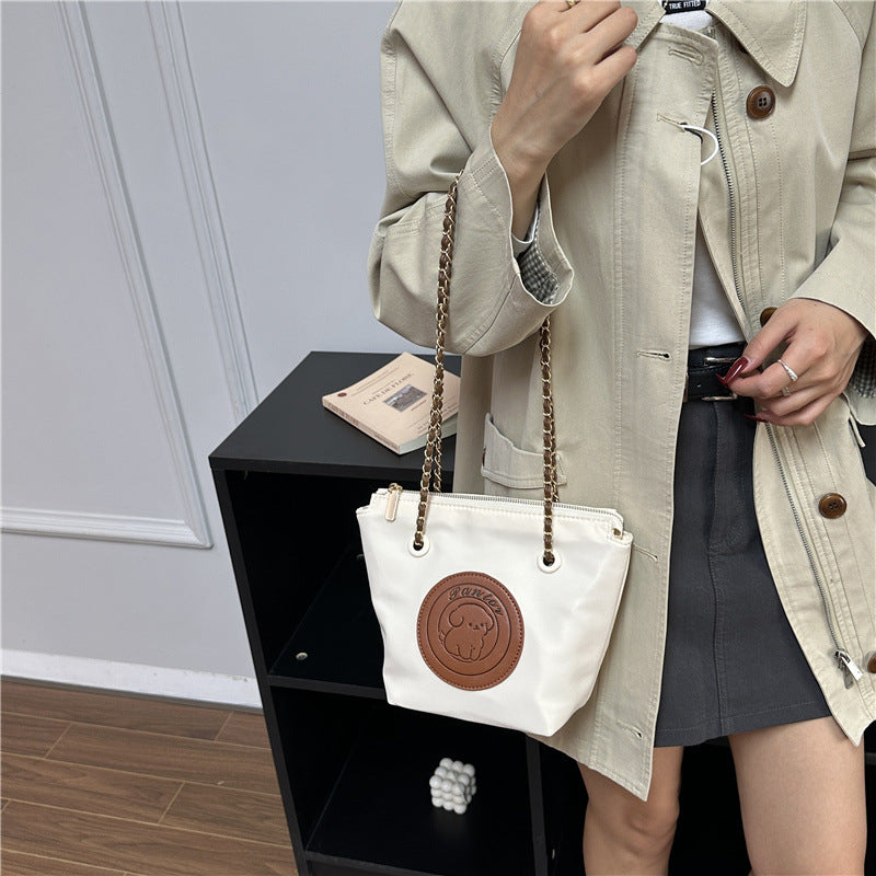 Premium nylon tote bag for women - 2026 new fashion color block design, autumn/winter textured underarm commuter bag