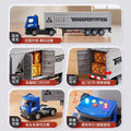 Kids' extra-long big truck toy - alloy semi-truck with container, trailer, and forklift
