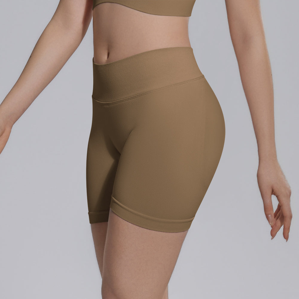 seamless knittingv waist peach hip lifting tight high waist yoga shorts sports running fitness three-quarter shorts