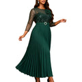 Autumnew arrivalstereo flower mesh dress hot diamond belt waist long sleeves evening dress pleated skirtdress