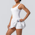 fashionnew arrival nude fake two-piece sports dress fashion tape bottom outdoor running fitness tennis skirt