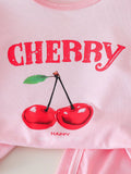 summer new arrival: adorable cherry print outfit set for girls