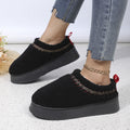 Thick soleoutwearwinter baotou half slippers new arrival ethnic style lace furry half-top export snow cotton slippers