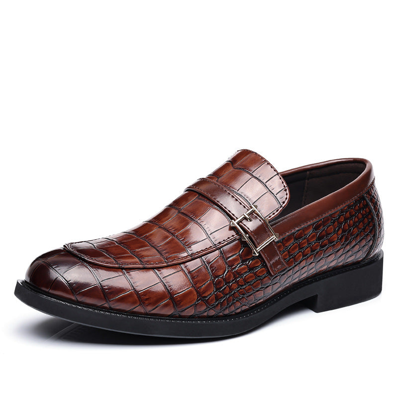 2024 new men's leather dress shoes - business casual, crocodile embossed, british style, korean design, pointed toe, plus size available