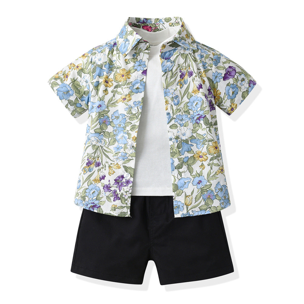 boyssuit summer short-sleeved summernew arrivalchildren's kids boys fashionable cool handsome trendy children's clothing