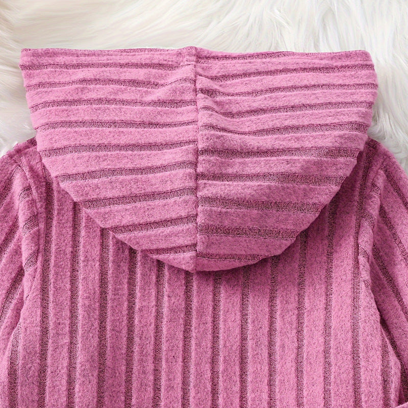 Girls' casual knitted pink hoodie sweatshirt, tank top, and drawstring sweatpants three-piece set for autumn (export quality)