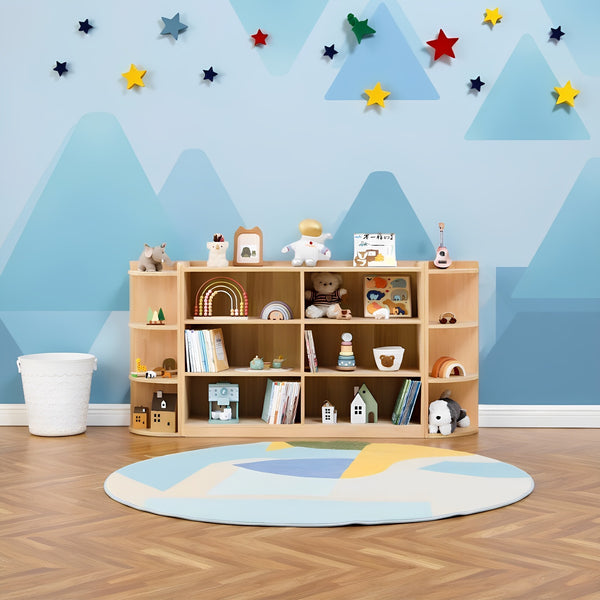 Toy storage rack Shelf Bookshelf Picture book rack Montessori children's room layout Large capacity toy storage cabinet Solid wood