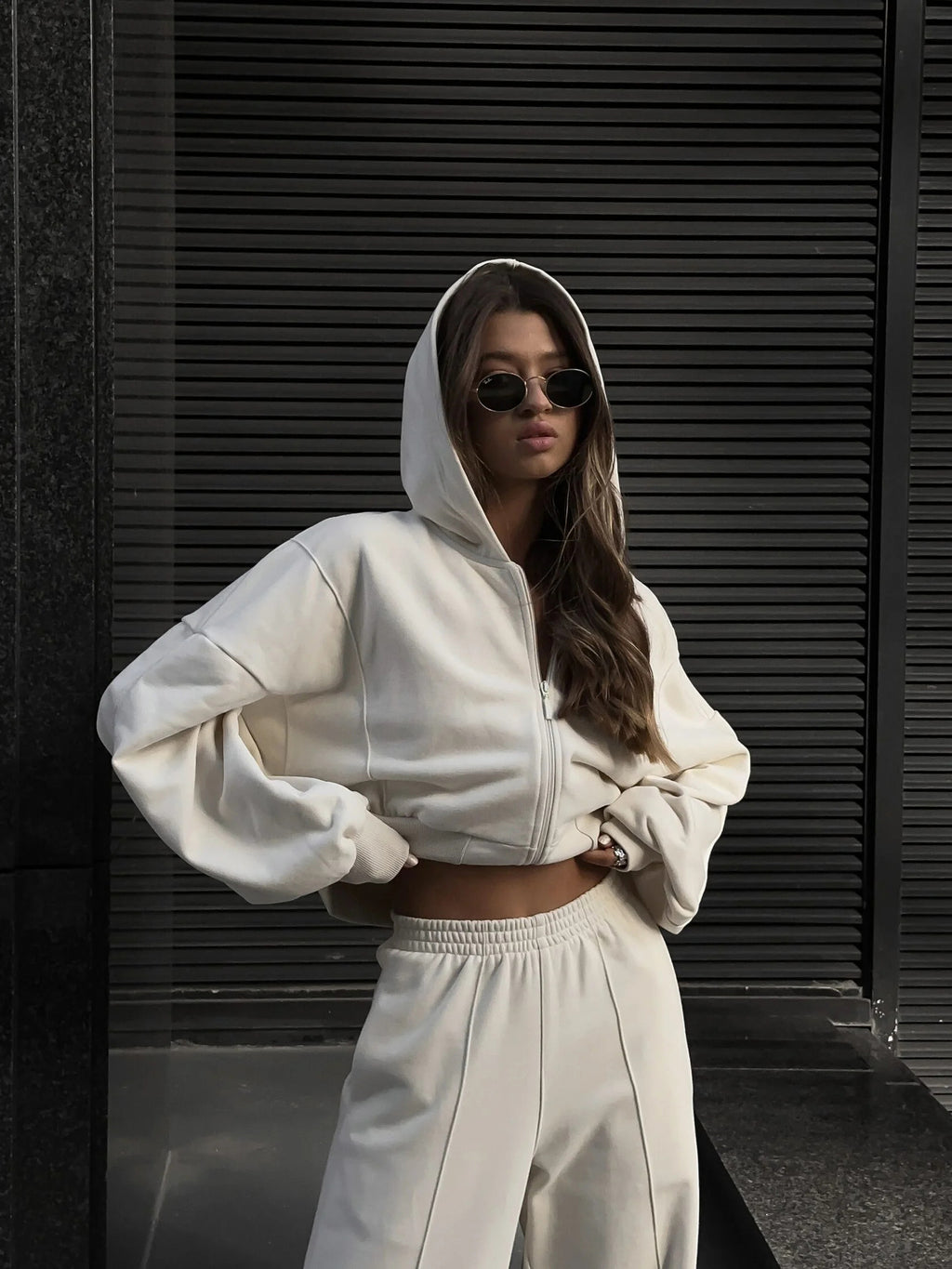 European and American casual suit American autumn and winter cardigan sports women's clothing fashion street style long-sleeved jacket trousers two-piece set