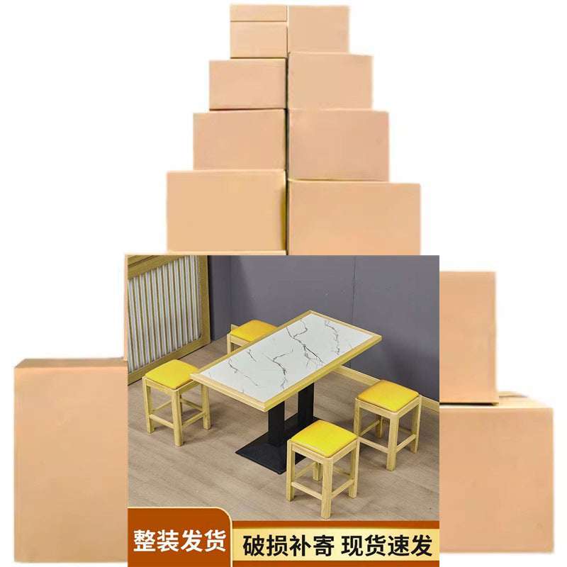 Commercial Square Stool Catering Snack Noodle Restaurant Breakfast Milk Tea Rice BBQ Burger Fast Food Restaurant Backless Solid Wood Stool Household