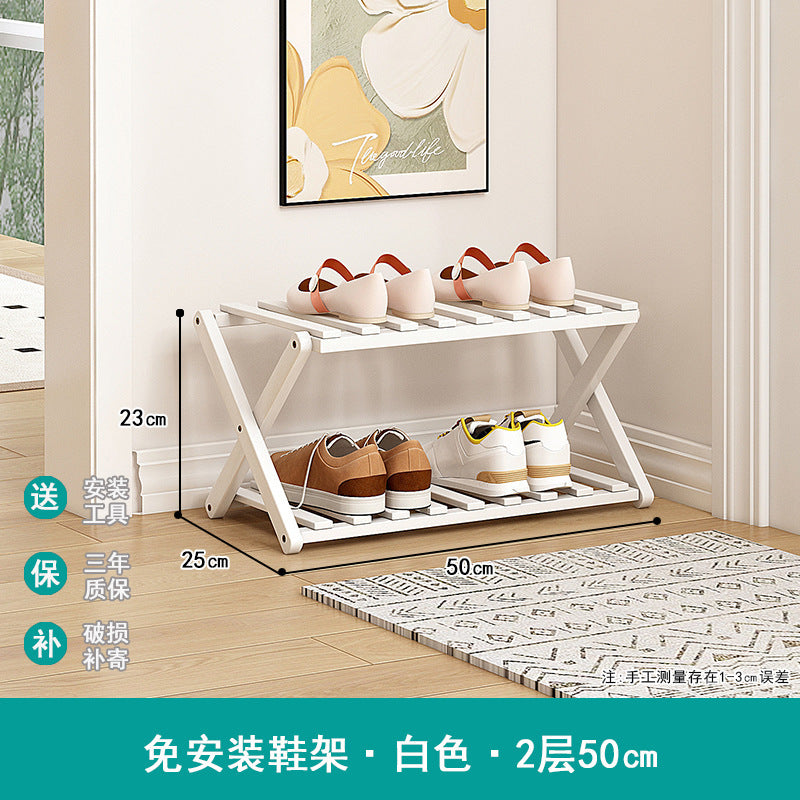 Shoe rack simple door for home multi-layer storage space-saving corner small dust-proof narrow shoe cabinet free of installation