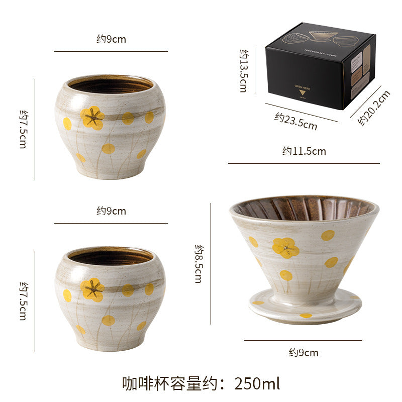 Stylish ceramic coffee utensils retro funnel filter cup for home office hand brewed coffee ceramic funnel filter cup