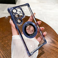 Suitable for samsung s25ultra electroplated four-corner airbag magnetic phone case s26 comes with lens film a56 protective cover
