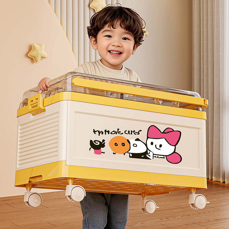 Children's toys Large capacity storage box Flip cover with pulley Snack storage box Lego building block Organizing box Trolley case