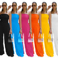 C7465 cross-border   fashion women's solid color loose casual wavy pattern jumpsuit new