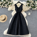 High-end women's summer evening gown: elegant v-neck slip dress with cinched waist, satin feel, slimming and figure-flattering maxi dress
