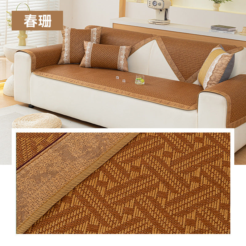 Cool feeling rattan cushion sofa cushion summer mat advanced feeling living room non-slip sofa cushion recliner backrest summer cushion cover