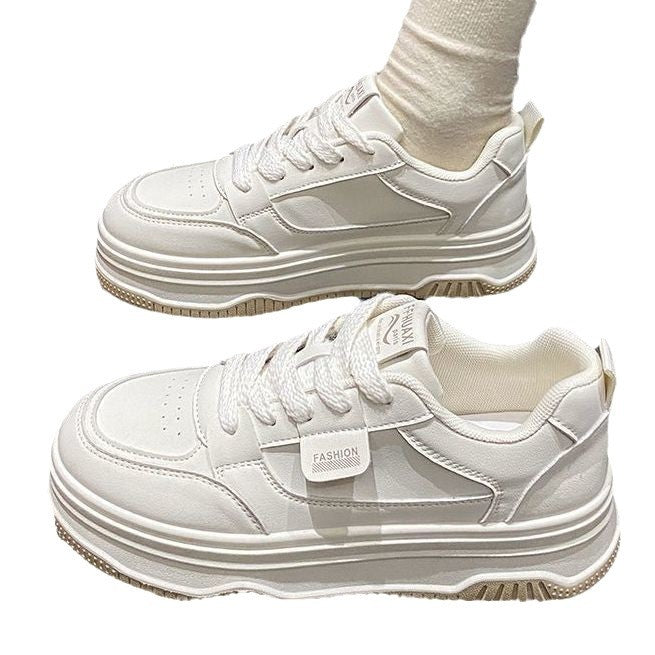 Popular little white shoes women's spring and autumn 2024 new shoes versatile thick baseplate shoes heightening ins sports shoes
