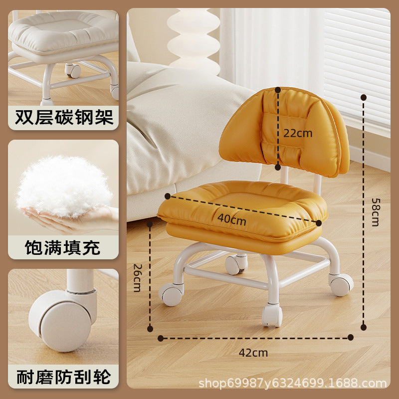 Raised universal wheel, small stool, silent backrest chair, pulley, low stool with baby bench, beautiful seam stool, shoe change household