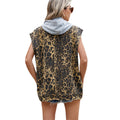Fashion cross-border women's clothing   washed denim new arrivalloose leopard print printed vest vest tops