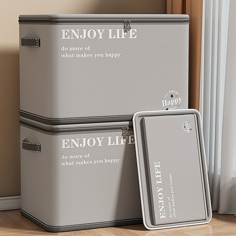 Household clothing storage box Fabric oversized zipper box Wardrobe clothing quilt layered arrangement Foldable storage box