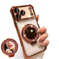compatible iphone 17 pro phone case, electroplated, four-corner drop protection, mirror finish, magnetic stand, apple 15 full coverage