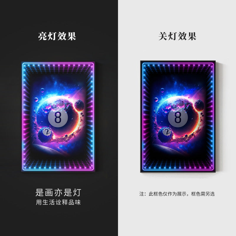 Black eight ball astronaut billiard hall wall decoration painting luminous billiard room hanging painting chess and card club atmosphere light painting