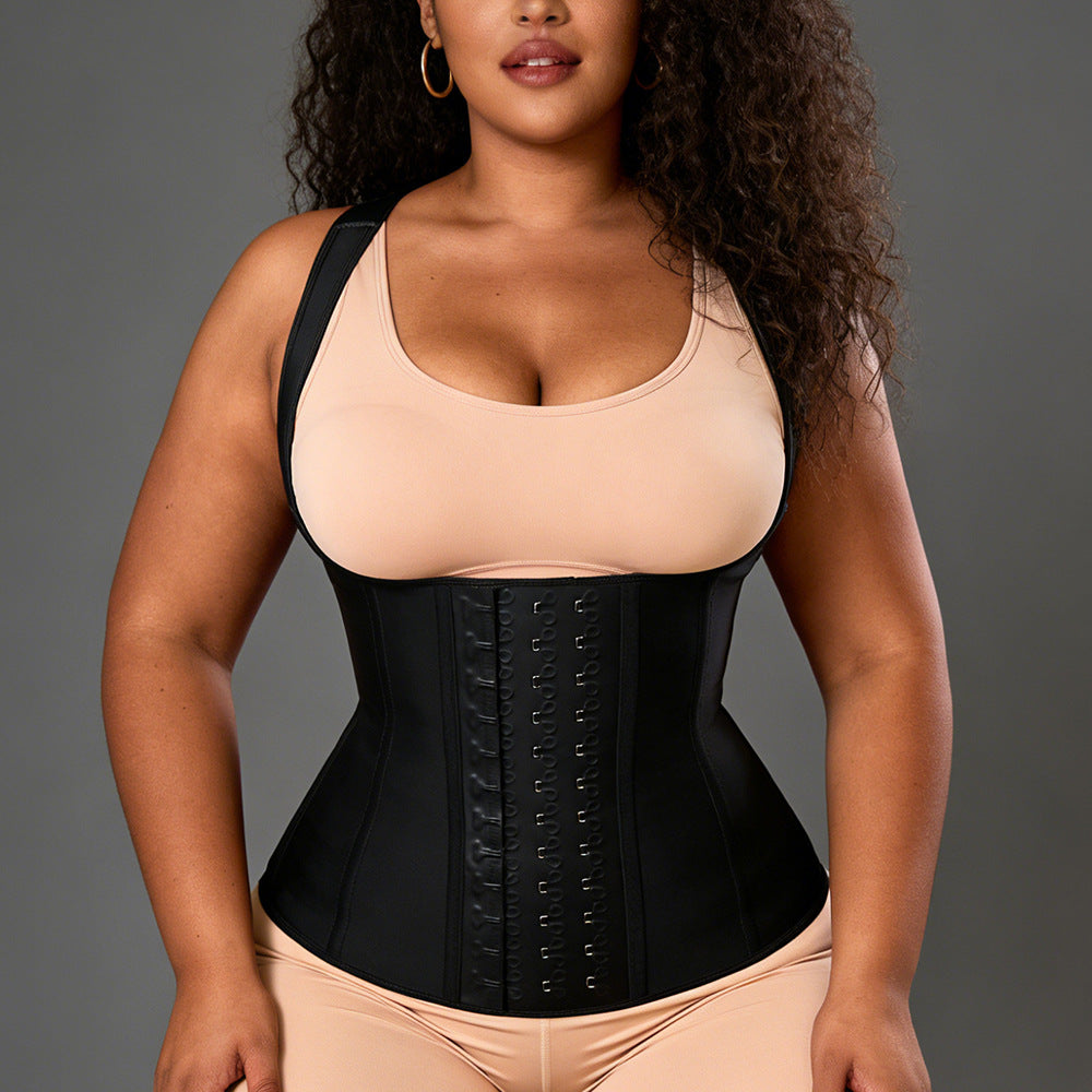 [latex breasted] rubber strap corset vest fishbone corset latex abdominal support breast shaping garment