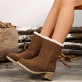 plus size knee socks cotton boots for women  fall and winterfleece-linedthickened thick heel snow boots for women in stock snow non-slip
