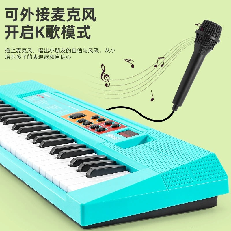 Kids' 44-key electronic keyboard - beginner piano, rechargeable with microphone, multifunctional musical toy for boys and girls