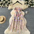 French high-end women's summer dress: exquisite 3d floral embroidery, cinched waist, slimming bandeau gown, long dress