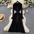 French chic knitted dress -  autumn/winter new arrival - high-end long sleeve, cinched waist, elegant dress
