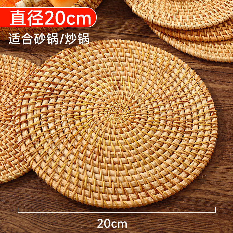Rattan insulation mat oven mitts pot mat bowl mat high temperature resistant dining table mat plate mat coaster teapot holder casserole weaving