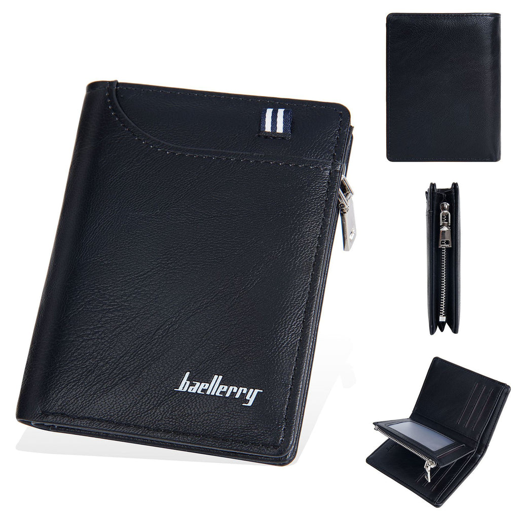 New wallet men's short baellerry European and American business anti-theft brush wallet vertical zipper change ticket holder