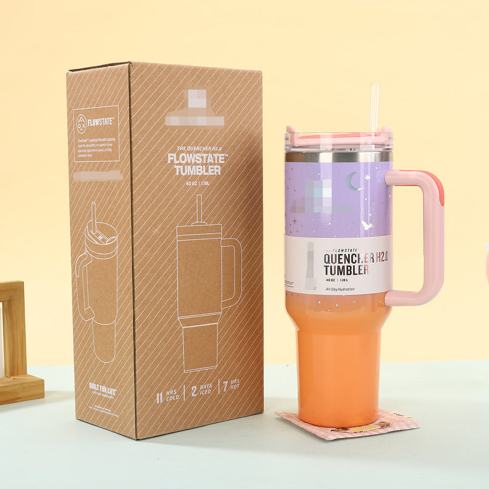 New stanley-style gold-stamped car cup, 304 stainless steel vacuum insulated tumbler, portable outdoor ice tumbler