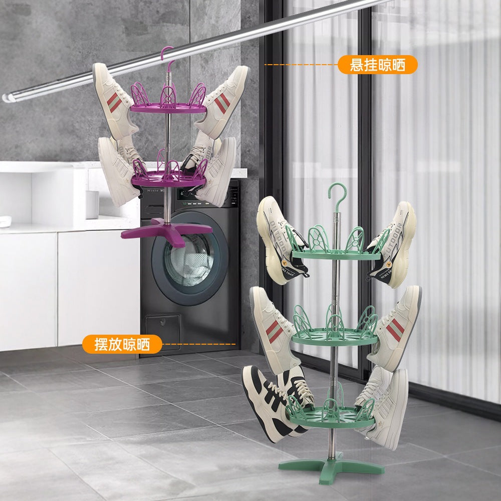 Shoe rack outdoor balcony multi-layer household simple slippers hanger rotating shoe rack floor drying shoe plastic drying rack
