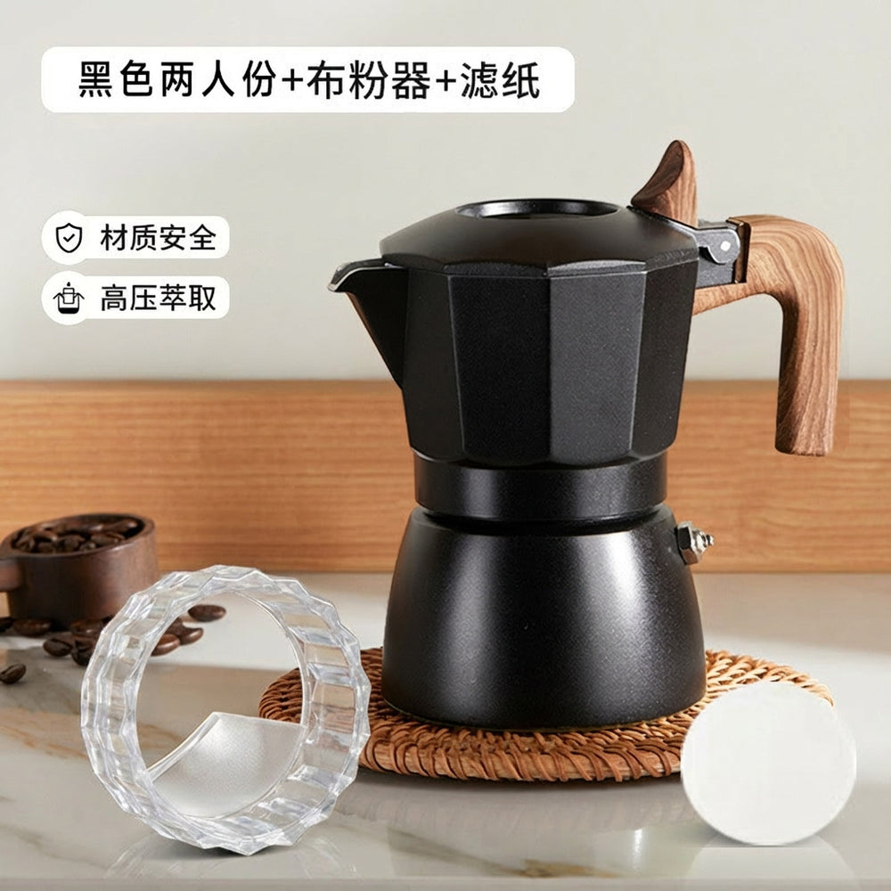 New double valve moka pot italian espresso coffee maker outdoor coffee brewing moka pot espresso coffee maker - export quality