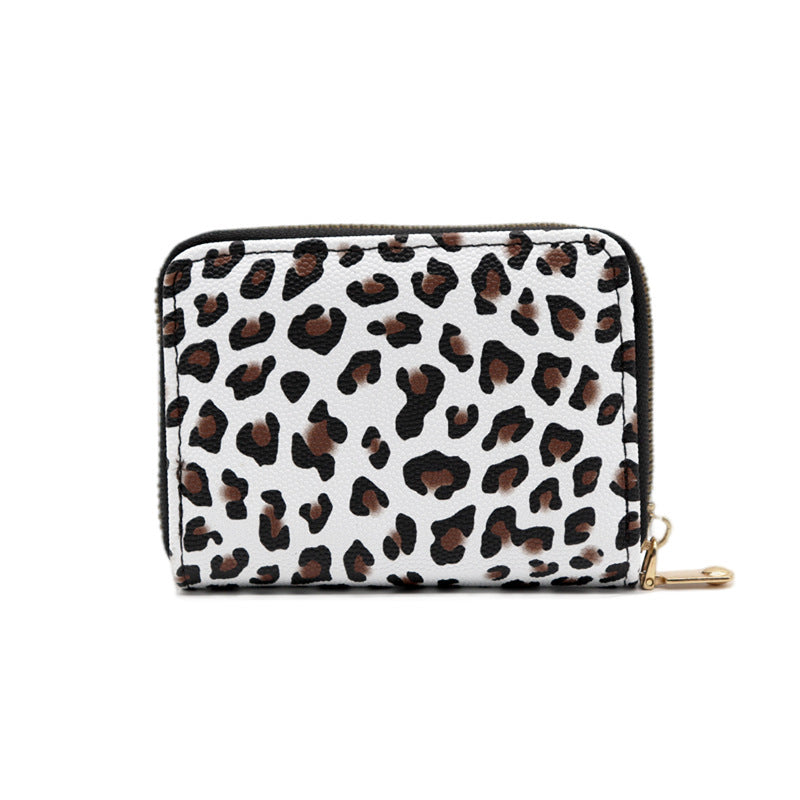 Personalized leopard print card bag, multi-functional change bag, organ-style small and exquisite large-capacity card holder, credit card holder.