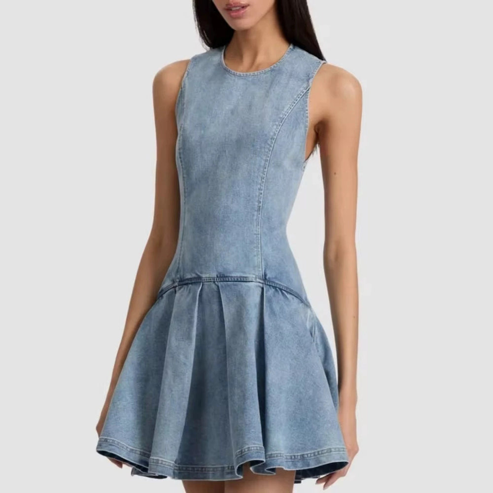 Amazon independent station cross-border  summer new arrival classy denim sleeveless dress women's casual home