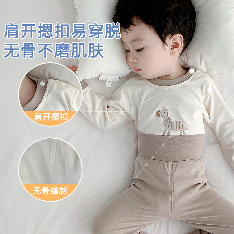 Kids high waist belly protector pure cotton belly protector all year round belly-proof intimatessuit autumn clothes and long trousers infant separates bottom