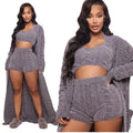 fashionfashiontube topshorts shawl three-piece set knitting jacquard sweaterwinterbest selling special big sale