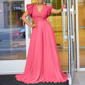 C8520p with belt cross-border european and american women's clothing  sexy deep v pleated wide leg large size foreign trade jumpsuit