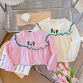 spring/autumn new collection: pure cotton girls' blouse - stylish baby doll shirt with korean-style peter pan collar for sweet girls