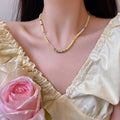 Dopamine colorful beaded necklace for women - summer fresh yellow, white, and beige seed bead smiley face choker - sweet & cool girly clavicle chain