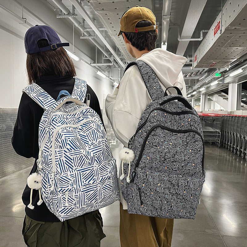 Niche style american graffiti junior high school and college students large capacity backpack stylish checkerboard grids high school student backpack