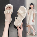 Girls' sandals: new summer  collection - trendy pearl-embellished princess sandals for girls, soft sole, stylish and popular for students (sizes for mid-to-large children)