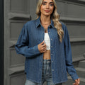 Wishfashion cross-border trade women's clothing  independent station loose washed denim shirt long-sleeved casualtops