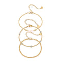 Amazon cross-border cubic zirconia inlaid stainless steel bead chain stackable bracelet three-piece set - trending new arrivals 2024