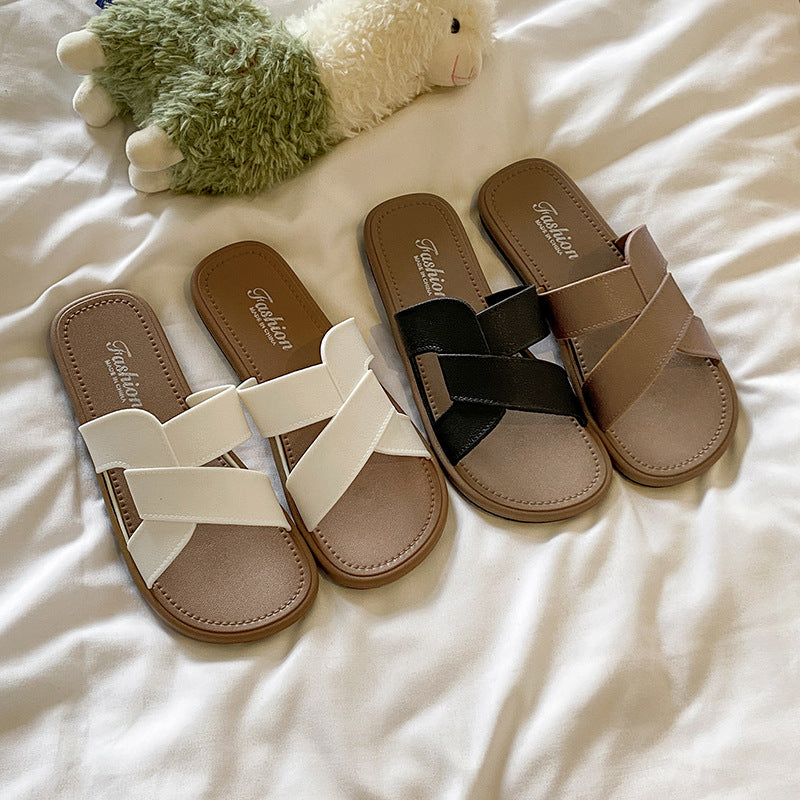 Summer new arrival: cross-strap everyday beach sandals - trendy, versatile, lightweight, and stylish beach slippers for women