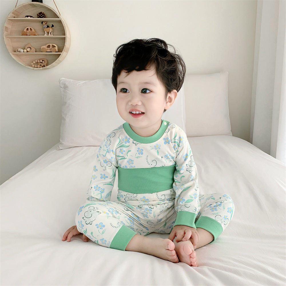 Baby pajamasintimates cotton spring & fallhigh waist belly protection newborn separatessuit baby autumn clothes and long trousers bottom clothes