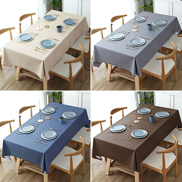 Solid color Nordic Internet celebrity fabric tablecloth anti-scalding leave-in coffee table dining table cloth pvc plastic rectangular Nordic style